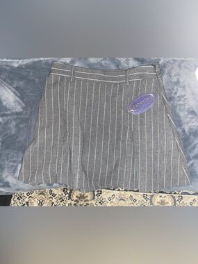 Gray Pinstripe A-Line Women's Skirt - Classic Office Style